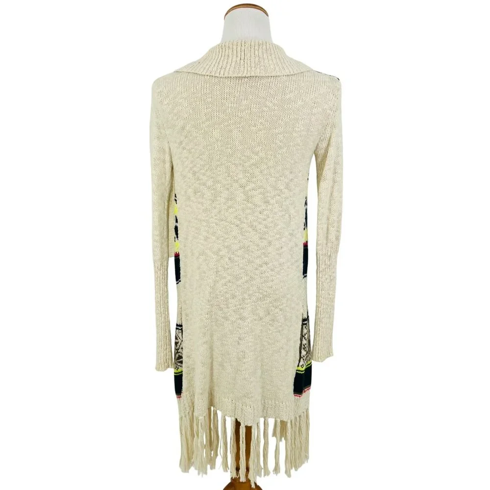 Vintage Princess Vera Wang Fringe Multicolor Knit Cardigan | Boho Cottagecore XS - Picture 10 of 15